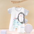 thumbnail image 2 of YDFCWXW Toddler Baby Summer Jumpsuit Casual Animal Print O Neck Button Romper Short Sleeve Boy Girl Clothes (Grey, 0-3 Months), 2 of 6