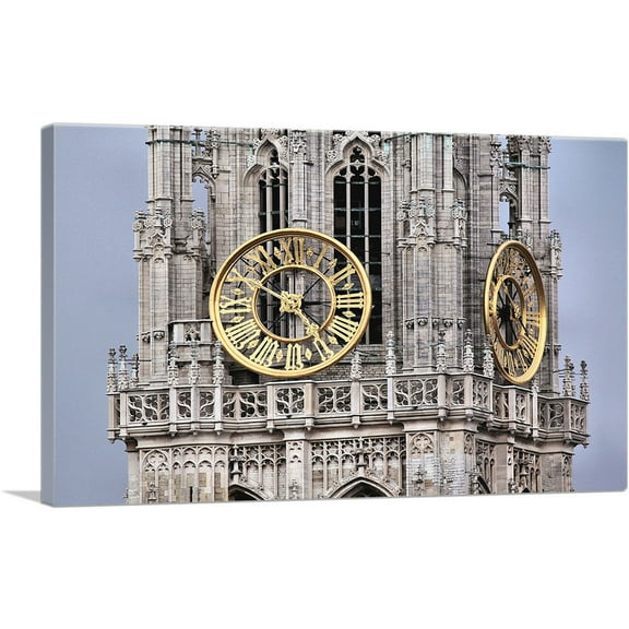 ARTCANVAS Gothic Style Clock Home decor Canvas Art Print - Size: 26" x 18" (0.75" Deep)