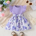 thumbnail image 2 of Gelikeya Baby Girls Easter Dresses 18-24 Months Floral Print Flutter Sleeve Dress Bowknot Design Little Princess Dresses(Toddlers, Z04-Purple, 9-12 Months), 2 of 4