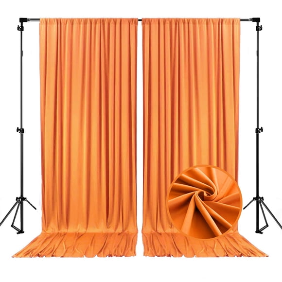Cortina satinada naranja Backdrop ZEBMOON, 152 x 213 cm, 2 paneles
