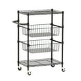 thumbnail image 1 of 4-Tier Heavy-Duty Metal Kitchen Storage Cart – Removable Wire Baskets, Handlebar, Locking Wheels, 110 lbs Capacity, Rolling Utility Organizer for Kitchen, Garage, Office, or Laundry, Black, 1 of 7