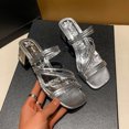 thumbnail image 4 of Vedolay Casual Sandals Women's Closed Toe Wedge Sandals Dressy Comfort Casual Woven Summer Shoes,Silver 9, 4 of 5