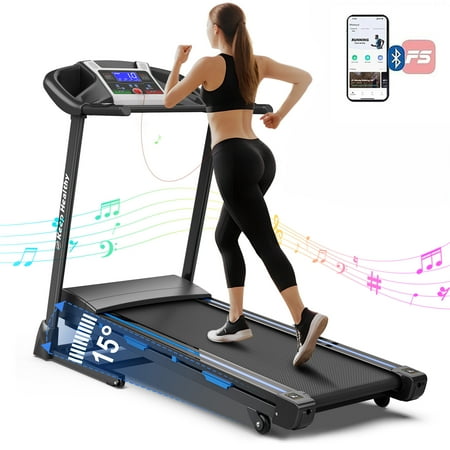 Aukfa Treadmill with Auto Incline 300 lb Capacity 3.25 HP Folding Electric Treadmill Running Machine 9 mph Max Speed