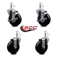 thumbnail image 2 of 4 Inch Soft Rubber Wheel Swivel 7/16 Inch Grip Ring Stem Caster Set 2 Brakes SCC, 2 of 2