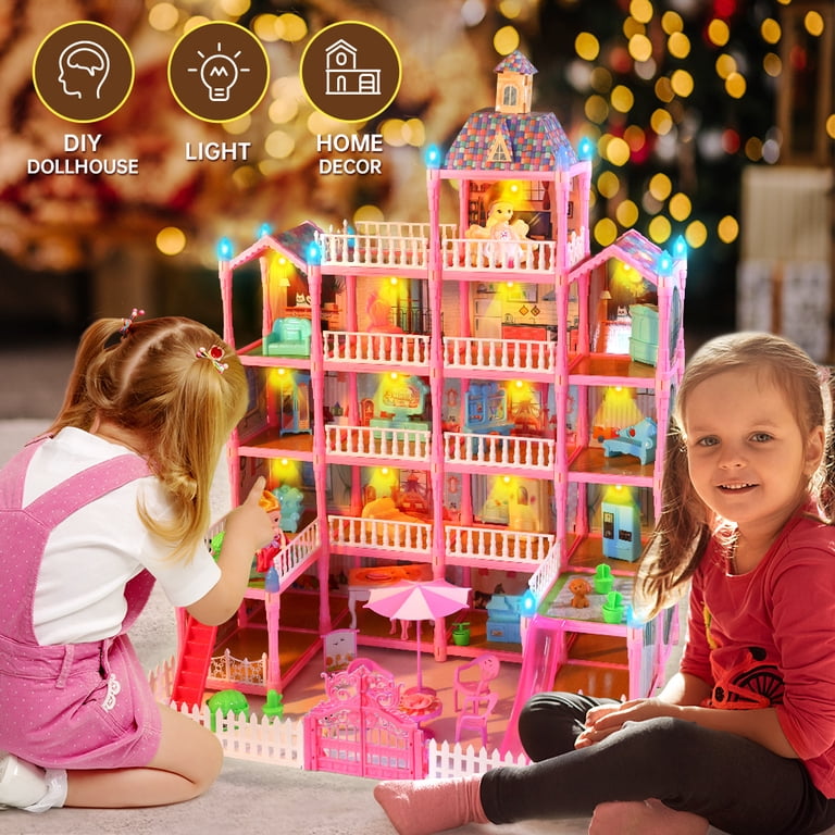 JoyStone Doll House for Girls, 5-Story 19 Rooms Playset, LED