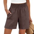 thumbnail image 2 of Womens Lightweight Shorts Summer Casual Loose Trendy Pants Elastic Waist Comfy Shorts by Yigetop Brown M, 2 of 6