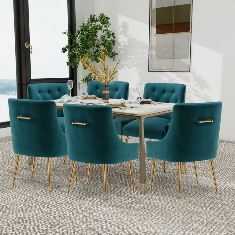 Teal dining chairs set of 6 discount