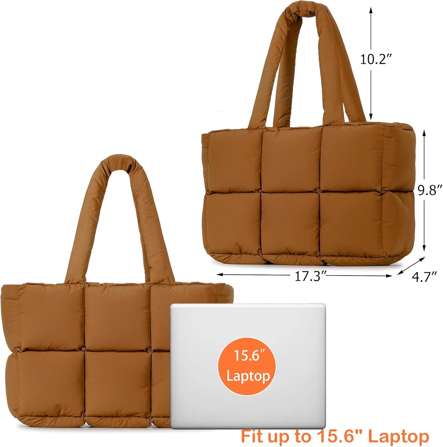 JennyShop Large Capacity Fashion Quilted Puffy Handbag, Herald Puffer Tote Bag for Women, Lightweight Satchel Purse for Working Travelling Gym Shopping
