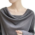 thumbnail image 5 of Wowcloth Women's Long Sleeve Round Neck Draped Top, Solid Color Cotton Basic Shirt for Daily Wear and Fashion Under Layers, 5 of 5
