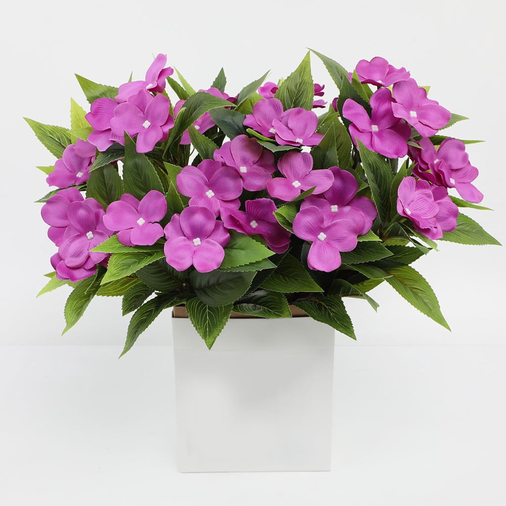 Vibrant 4 Pcs Artificial Impatiens Flowers For Year-Round Outdoor Decor!