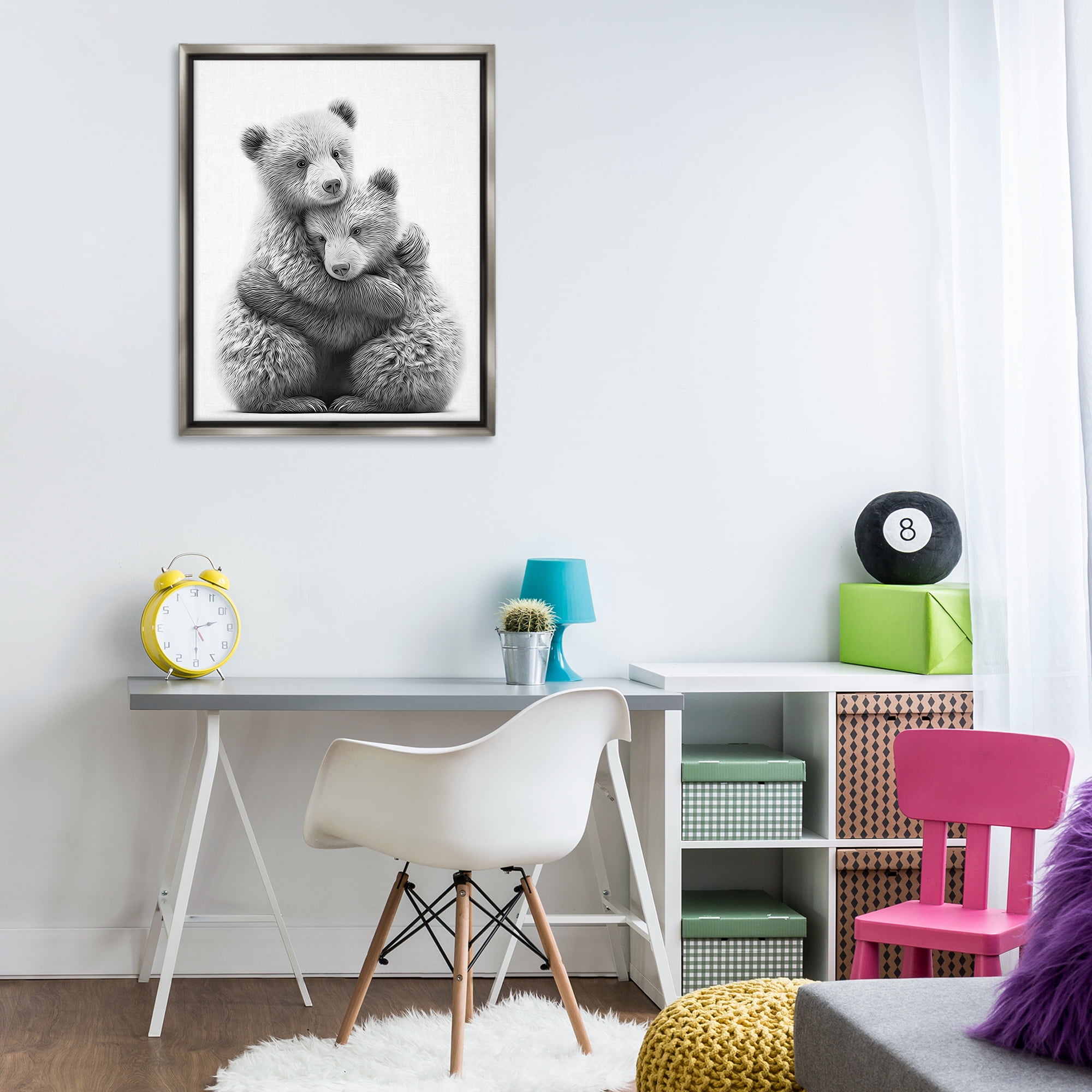 Stupell Industries Two Hugging Bears Animals & Insects Painting Gray Floater Framed Art Print Wall Art, 25 x 31