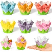 **flower cupcake paper liner - 300pcs easter baking cups muffin cupcakes wrappers, spring lavender tulip cake chocolate candy wrap making supplies for spring birthday baby shower party (6 styles)