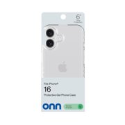 onn Protective Gel Phone Case for iPhone 16 - Clear