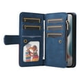 thumbnail image 2 of ELEHOLD for iPhone 15 Wallet Case Zipper Pocket Large Capacity Card Slots Flip Stand Magnetic Phone Cover design for iPhone 15 -6.1 Inch with Wrist Strap Purse Case,Blue, 2 of 11