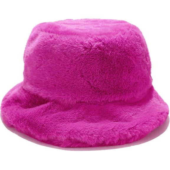 YooGuoGuo Winter Faux Fur Fuzzy Bucket Hat Fluffy Warm Hat for Women Men