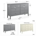 thumbnail image 6 of BOWERY HILL Mid Century 55.3" W 6 Drawer Double Bedroom Dresser in Soft White, 6 of 7