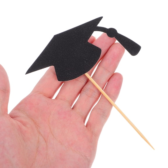 WEUVEB Graduation Season Cake Topper Bamboo Cap Shape 24pcs Party Supplies