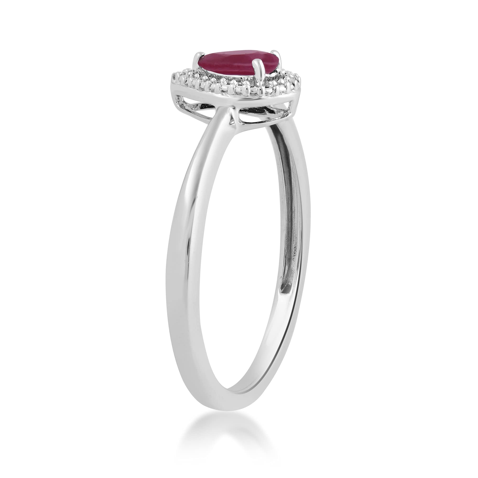 Jewelili Sterling Silver With 5X3 MM Genuine Pear Cut Ruby and
