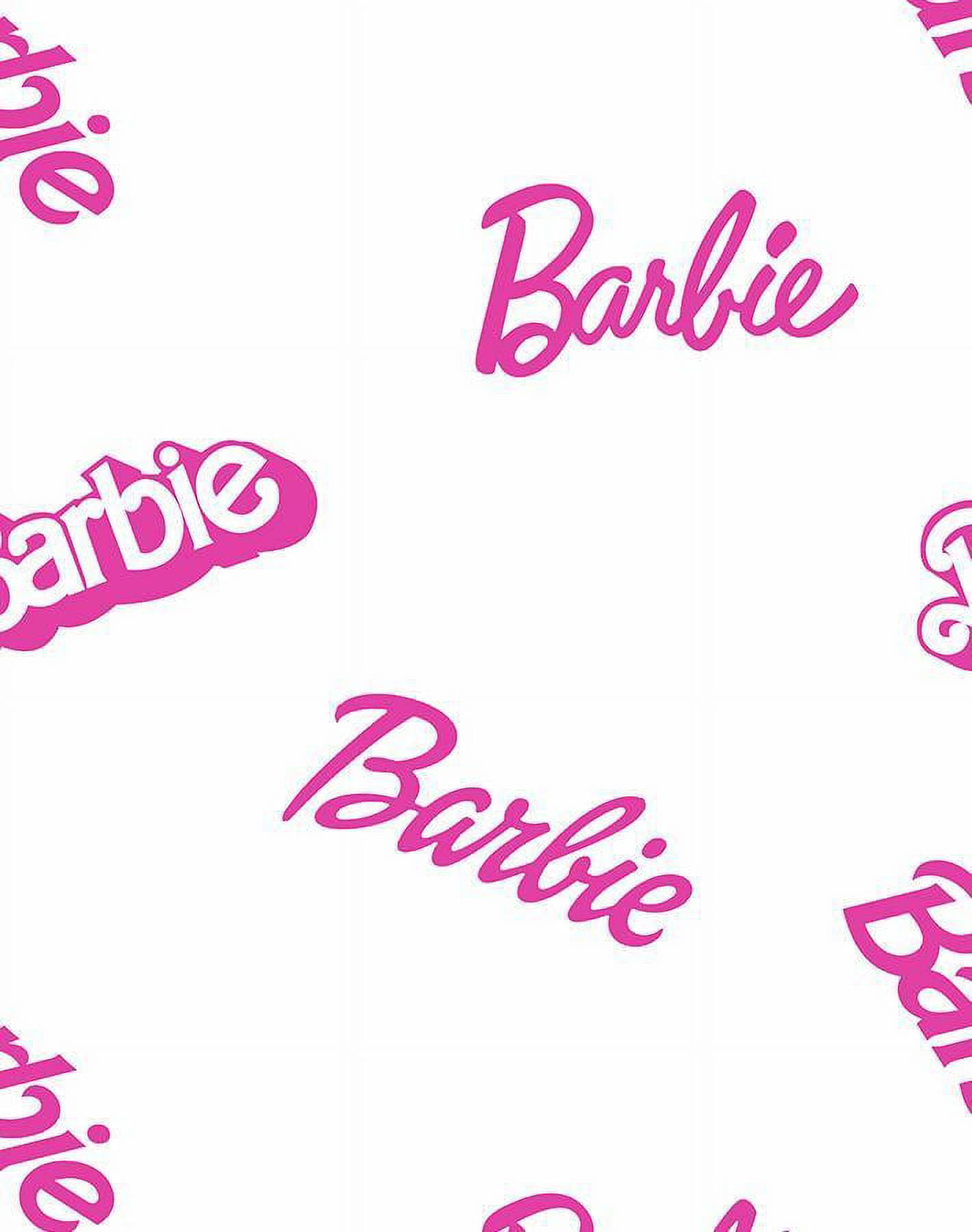 Barbie Logo Mix Removable Vinyl Wallpaper, White