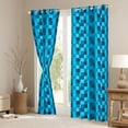 thumbnail image 3 of Feelyou Blue Square Black Out Curtains, Pixel Grid Miners Curtains Pack of 2 (42x63 Each), 3 of 6