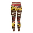 thumbnail image 6 of Renewold American Tribal Sunflower Cow Print Red Yoga Pants for Women with Pockets Full Length Workout Yoga Pants High Waisted Tummy Control Athletic Pants Activewear Casual Leggings, L, 6 of 8