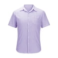 thumbnail image 4 of Mens Cotton Pinstripe Short Sleeve Button Down Shirts Old Money Style Business Casual Regular Fit Office Work Cardigan Shirt Summer Lightweight Breathable Tops with Pocket, 4 of 5