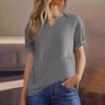 thumbnail image 6 of SELONE Womens V Neck T Shirts Short Sleeve Blouses Loose Work Out Tops Solid Casual Clothes Dark Gray L, 6 of 9