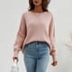 thumbnail image 5 of Jersey De Punto De Manga Larga con Cuello Redondo para Mujer Suéter con Dobladillo Dividido De Color Puro Suelto De Moda para Citas Rosa XL, 5 of 7