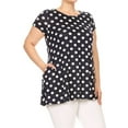 thumbnail image 2 of Women's Plus Size Side Pockets Polka Dot Short Sleeves Relaxed Tunic Tee Top, 2 of 4