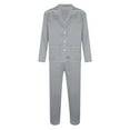 thumbnail image 2 of SRZYMJ Mens Silk Satin Pajamas Set Long Sleeve Sleepwear Button-Down Pj Two-piece Loungewear with Long Pants, 2 of 7