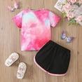 thumbnail image 4 of TOWED22 Toddler Baby Girl Clothes Cute Bow Short Sleeve T Shirts Top Ruffle Shorts Set 2 Piece Summer Outfits Hot Pink,3-4 Y, 4 of 8