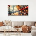 thumbnail image 2 of HFDF Large Paris Eiffel Tower Wall Art Street Scenery Canvas Over Livg Room Kitchen Pictures Prts Maple Cafe Modern Wall Decor Patg Artwork for Dg Office Home 20x16inch Framed, 2 of 6