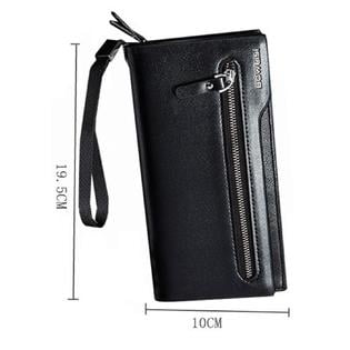 Men Large Multi Cards Long Section Wallet Black