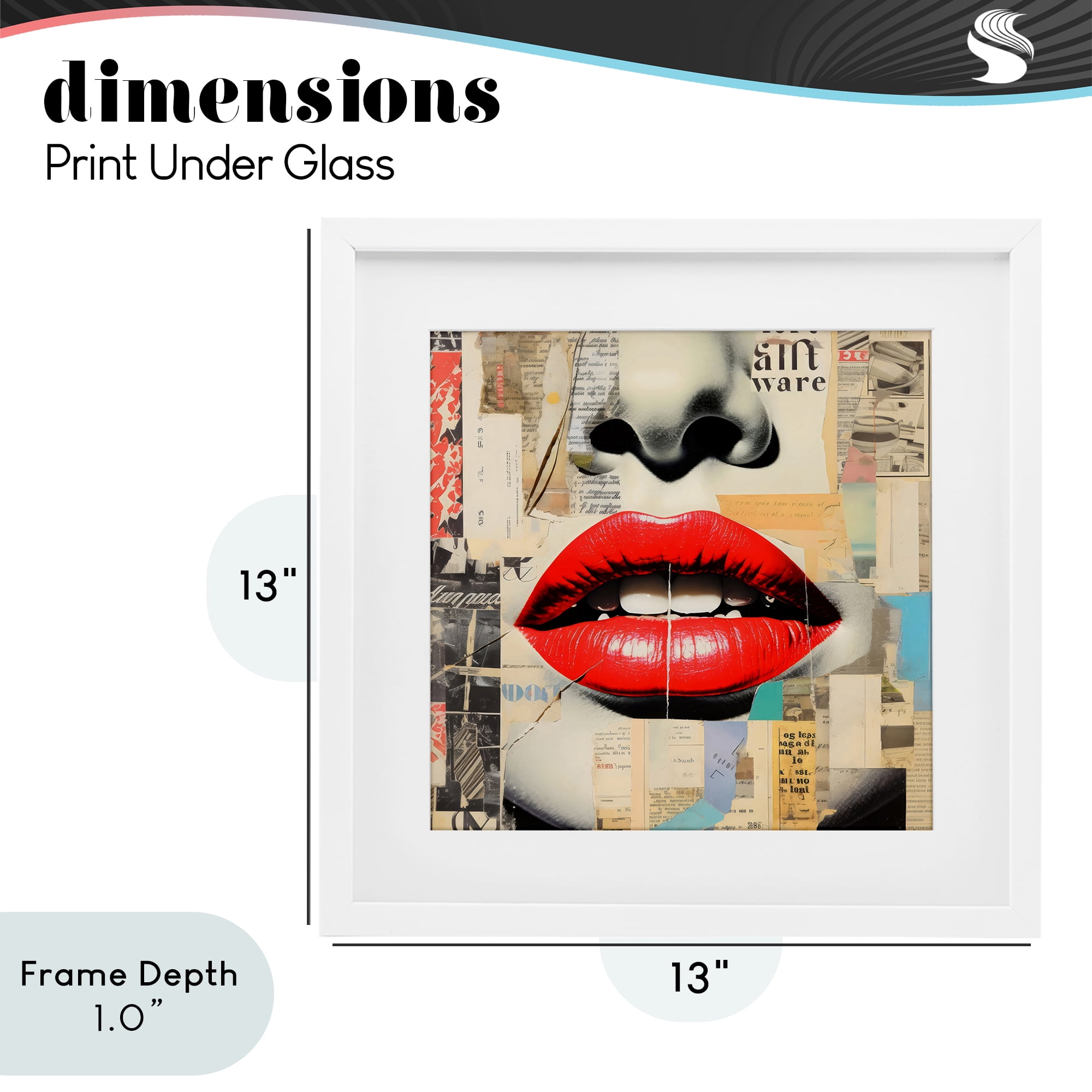 Stupell Industries Fashion Collage with Scarlet Lips White Framed Print Under Glass, design by Creative Studio