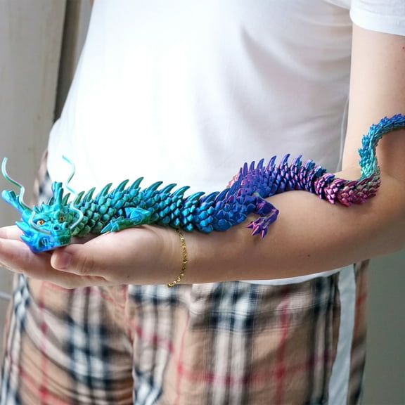 23.7inch 3D Printed Dragon with eys,Articulated Dragon Models,Flexible Joint Animal Model Figurines, Stress Relief, Fidget restlessness, ADHD Toys, Surprise Fantasy Gifts