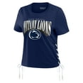 thumbnail image 2 of Women's WEAR by Erin Andrews Navy Penn State Nittany Lions Side Lace-Up Modest Crop T-Shirt, 2 of 4