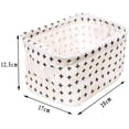 thumbnail image 2 of Laklulu - Práctica caja de almacenamiento con cajón de tela de lino, organizador de escritorio plegable de algodón para maquillaje y juguetes, estampado de estrellas, puntos y árboles, color blanco, 2 of 5