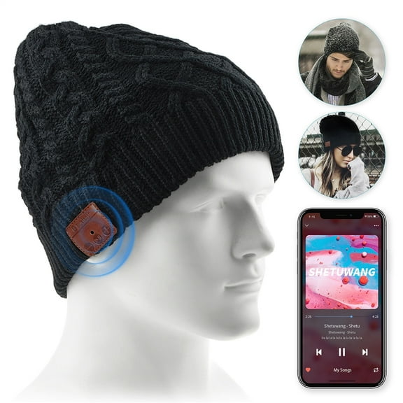 Upgraded Unisex Knit Bluetooth 5.0 Beanie Hat with Headphones, Unique Christmas Tech Gifts for Men/Dad/Women/Mom/Teen Boys/Girls, Built-in Stereo Speakers