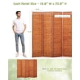 thumbnail image 6 of JOSTYLE 5-Panel Room Divider Folding Privacy Screen Divider for Room Separation with Natural Bamboo Pinewood Frame Red Brown, 6 of 11
