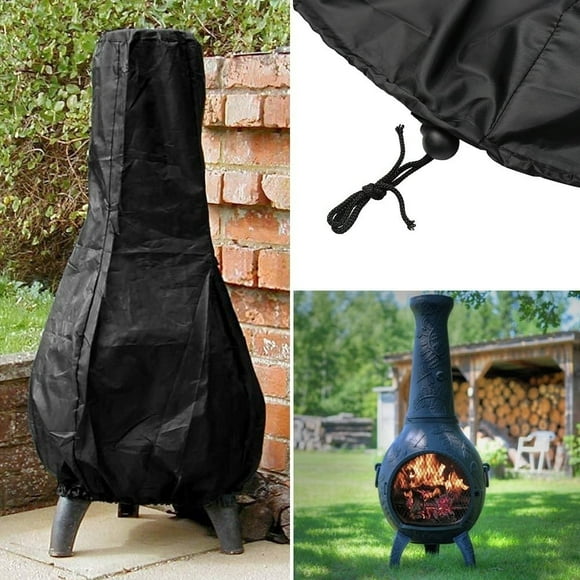 Housse Chiminea pour Patio Extérieur, Housse de Foyer Chiminea Résistante aux Intempéries, Noire