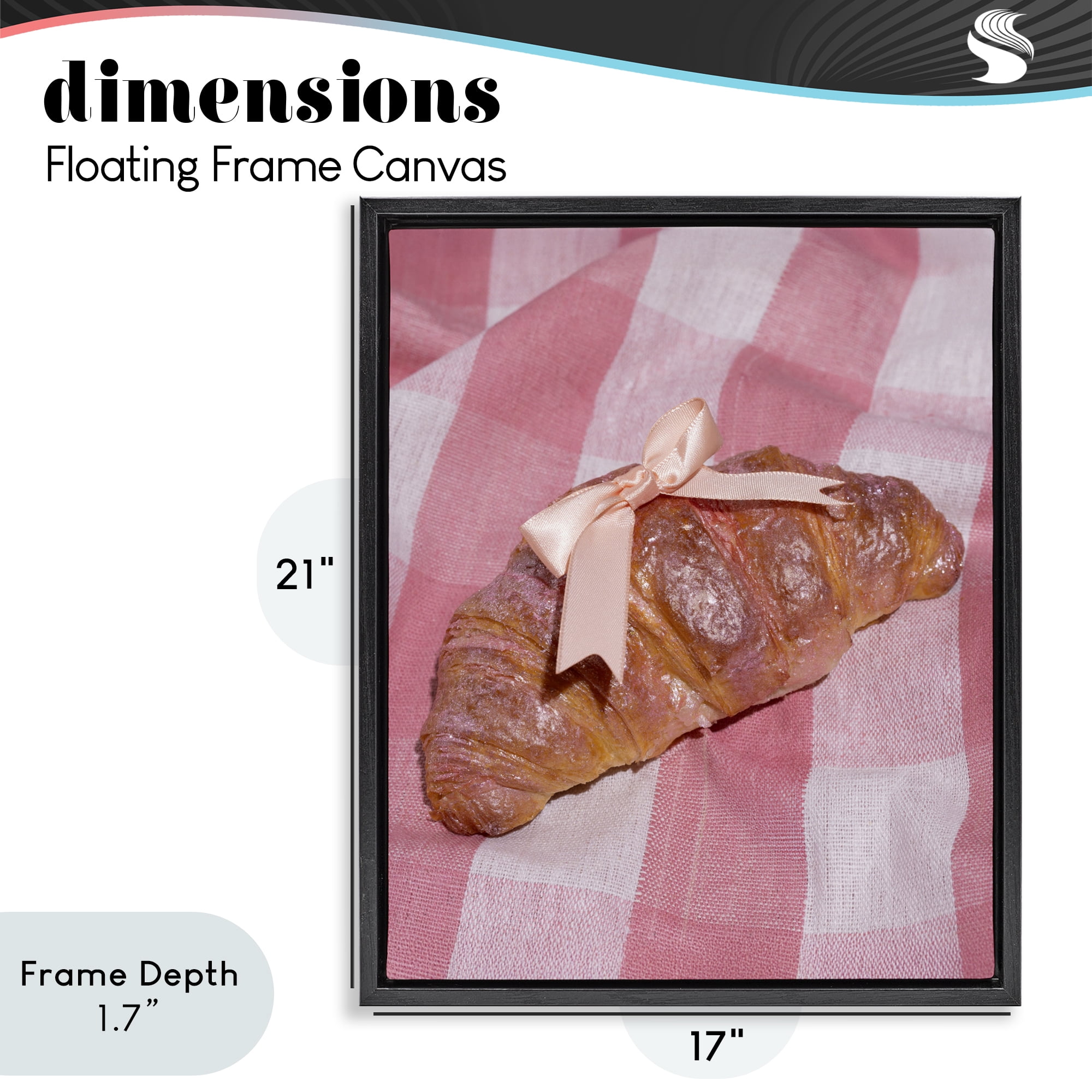 Stupell Industries Glam Ribbon Croissant Black Framed Floater Canvas Wall Art, design by LISH Creative