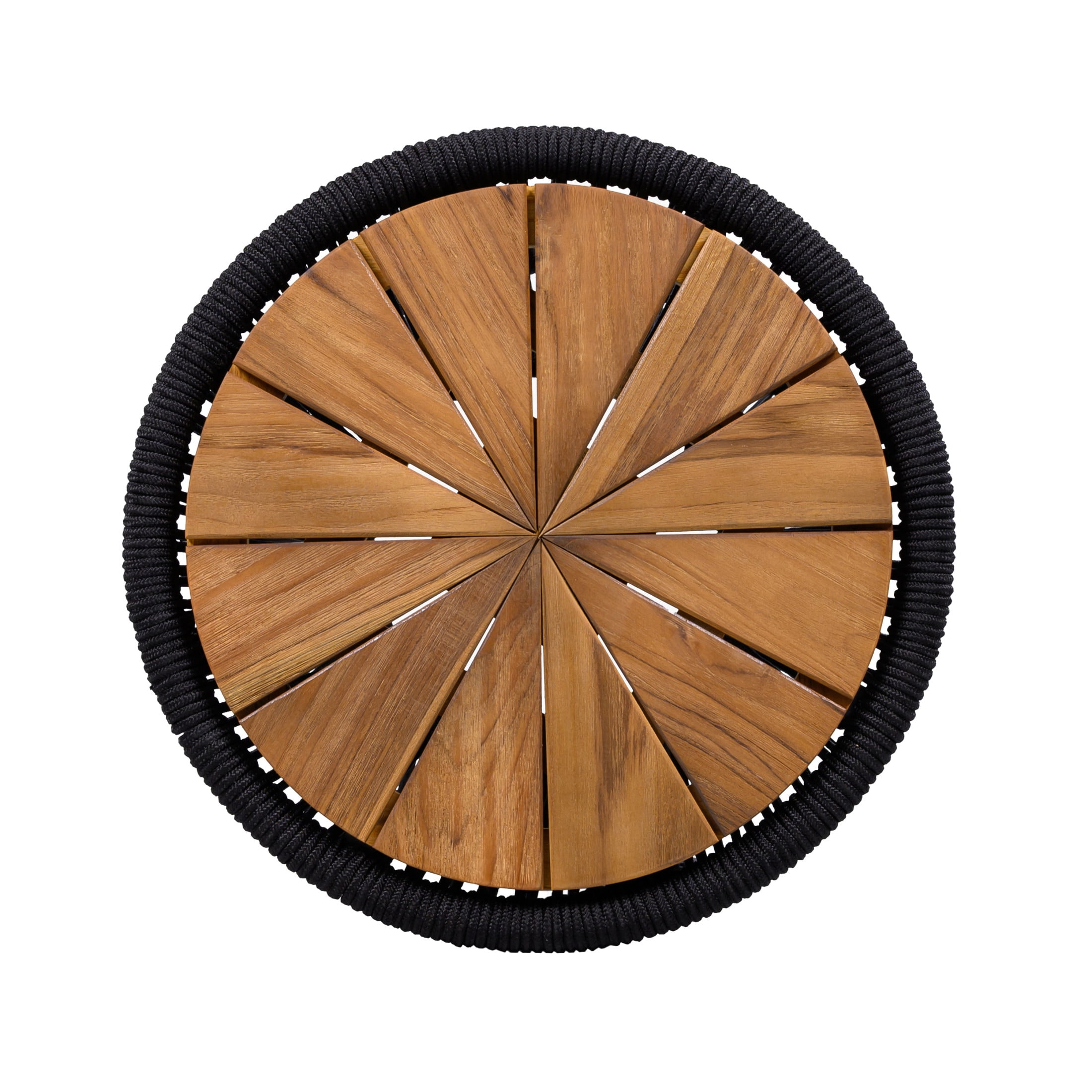 Christopher Knight Home Small Outdoor Side Table, Woven Rope Patio End Table, Black + Teak