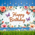 thumbnail image 7 of Floral Decoration Happy Birthday Banner Butterfly Theme Colorful Design for Birthday Party Event Decoration, 7 of 7