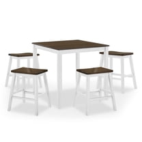 Furniture of America Popla Wood 5pc Counter Dining Set, Sea White