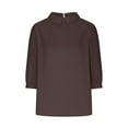 thumbnail image 5 of AherBiu Chemises en Lin pour Femmes Manches 3/4 Col Rétro Hauts Décontractés Amples Mode Automne 2024 Blouses, 5 of 5