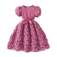 thumbnail image 5 of Blekii Petite Fit Long Sleeve Crewneck Tulle Midi Dress Casual Spring Summer Birthday Party Rust 7Y, 5 of 5