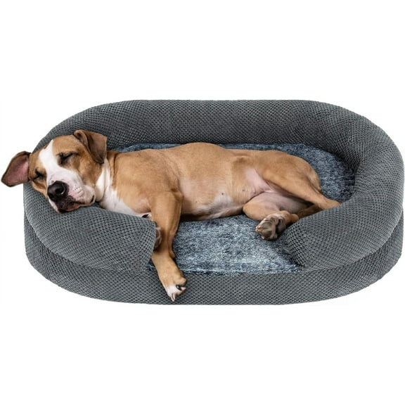 Dog Bed for Medium Dogs, Orthopedic Washable Oval Dog Couch Bed with Sides Soft Calming Sleeping Puppy Bed Durable Pet Cuddler with Anti-Slip Bottom, M
