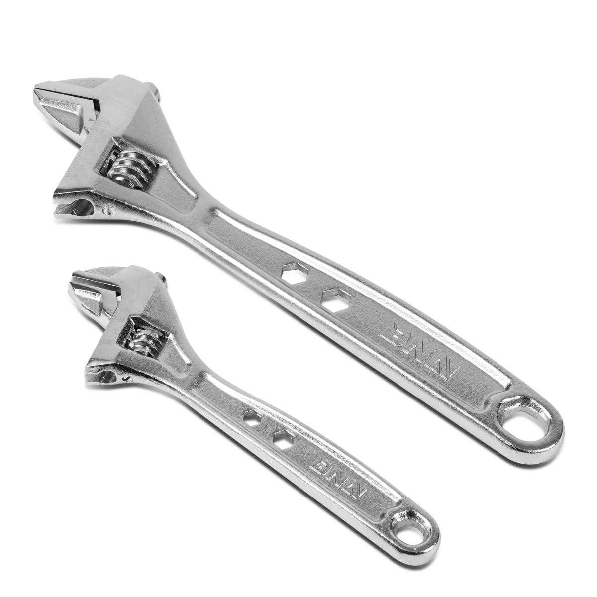 1 Pair Adjustable Wrench Spanner - 8 & 12 Inch, Vanadium Steel Automotive Repair Tool w/ Four-Sided Jaws