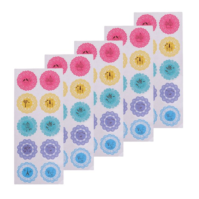 5 Hojas de Etiquetas Adhesivas Elegante de Multicolores para Etiquetas Engomadas de Embalaje de Regalo Sunnimix Etiquetas engomadas redondas del cordón