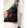 thumbnail image 6 of INSPIRE CHIC Women's Floral Pattern V Neck Sleeveless Button Satin Waistcoat Vest L Black, 6 of 7